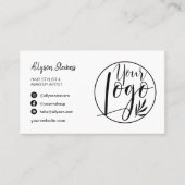 Modern Schwarz-weißes HaarkMake-up Foto Logo qr Visitenkarte (Vorderseite)