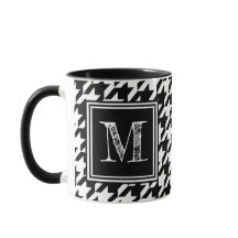 Modern Schwarz-weißes Hahnentrittmuster Monogram