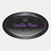 Modern Schwarz-weißes Label-Lila-Rahmen-Logo Ovaler Aufkleber (Vorderseite)