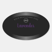 Modern Schwarz-weißes Label-Lila-Rahmen-Logo Ovaler Aufkleber (Vorderseite)