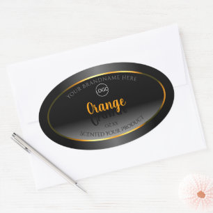 Modern Schwarz-weißes Label-Orange-Rahmen-Logo Ovaler Aufkleber