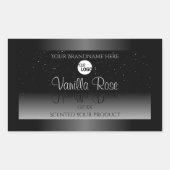 Modern Schwarz-weißes Label Soft Glitzer Logo Rechteckiger Aufkleber (Vorderseite)