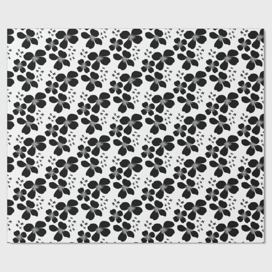 Modern Schwarz-weißes Musterpapier für Blumenmuste Geschenkpapier (Flach)