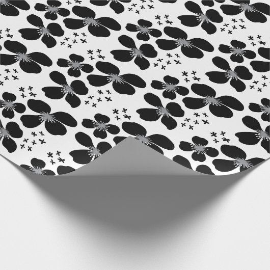 Modern Schwarz-weißes Musterpapier für Blumenmuste Geschenkpapier (Ecke)