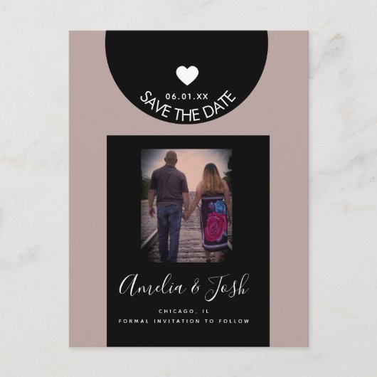 Modern Schwarze Formen Save the Date Postcard Postkarte (Vorderseite)