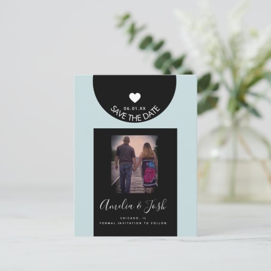 Modern Schwarze Formen Save the Date Postcard Postkarte (Stehend Vorderseite)