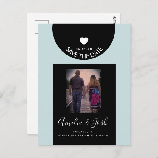 Modern Schwarze Formen Save the Date Postcard Postkarte (Vorne/Hinten)