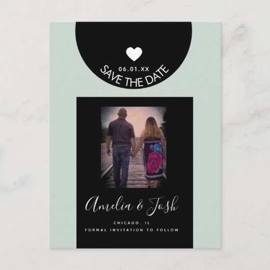 Modern Schwarze Formen Save the Date Postcard Postkarte (Vorderseite)