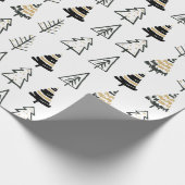 Modern schwarzer goldweißer Weihnachtsbaum einfach Geschenkpapier (Ecke)