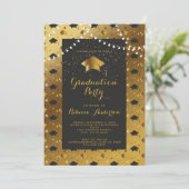 Modern Schwarzes Gold Einfach Minimalistisch Einladung (Stehend Vorderseite)