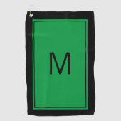 Modern schwarzes grünes Monogramm Initial Golfhand Golfhandtuch (Vorderseite)