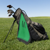 Modern schwarzes grünes Monogramm Initial Golfhand Golfhandtuch (Gras)