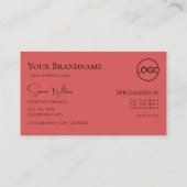 Modern Schwarzes Indianerrot mit Monogramm und Log Visitenkarte (Rückseite)