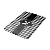 Modern Schwarzweiß-Karierte Monogramm Badematte (Schrägansicht)