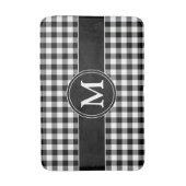 Modern Schwarzweiß-Karierte Monogramm Badematte (Vorderseite Vertikal)