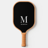 Modern Schwarzweiß-Minimalistische Monogramm Pickleball Schläger (Rückseite)