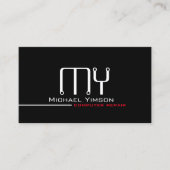 Modern Schwarzweiß mit Monogramm Beruflich Visitenkarte (Vorderseite)