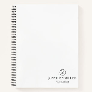 Modern Schwarzweiß-Personalisierte Monogramm Notizblock