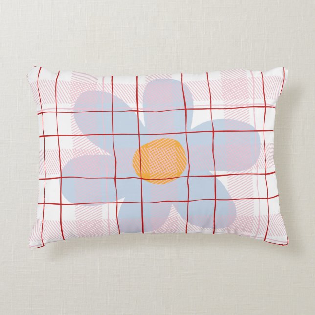 Modern scottish pattern Blue flower Trendy Dekokissen (Vorderseite)