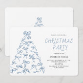 Modern Scribble Bow Weihnachts-Party Einladung (Vorne/Hinten)