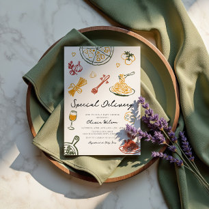 Modern Scribble Italienische Babydusche Einladung