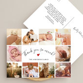 Modern Script 10 Foto Collage New Baby Vielen Dank Postkarte