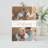 Modern Script 2 Foto Collage Weihnachtskarte Einladung (Stehend Vorderseite)