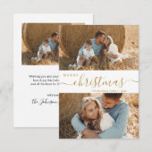 Modern Script 2 Foto Collage Weihnachtskarte Einladung (Vorne/Hinten)