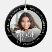 Modern Script 2 Photo Graduation Round Black Keramik Ornament (Hinten)