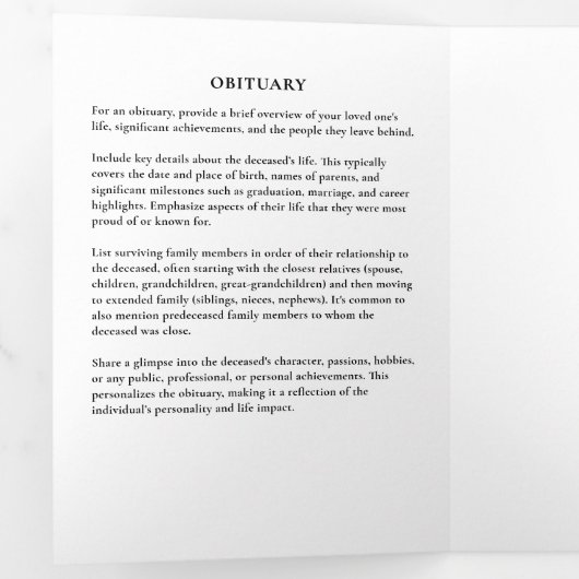 Modern Script 2-Photo Trifold Funeral Program Dreifach-gefaltete Programmkarte (Innen Erste Seite)