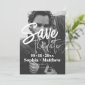 Modern Script 2 Photo Wedding Save The Date (Stehend Vorderseite)