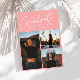 Modern Script 3 Fotos Rosa Abschluss Ankündigung