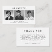 Modern Script 3 Photo Collage Graduation Thank You Begleitkarte (Vorne/Hinten)