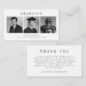 Modern Script 3 Photo Collage Graduation Thank You Begleitkarte (Vorne/Hinten)