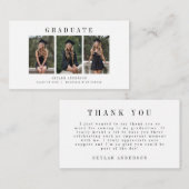 Modern Script 3 Photo Collage Graduation Thank You Begleitkarte (Vorne/Hinten)
