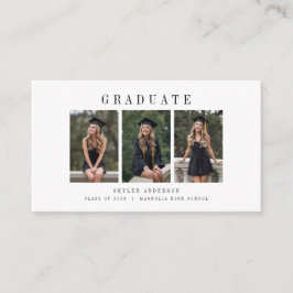 Modern Script 3 Photo Collage Graduation Thank You Begleitkarte