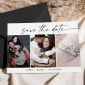 Modern Script 3 Photo Template Save the Date