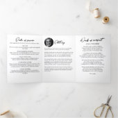 Modern Script 3-Photo Trifold Funeral Program Dreifach-gefaltete Programmkarte (Innenseite)