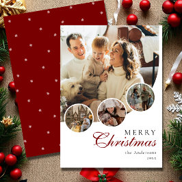 Modern Script 4 Foto Collage Red Frohe Weihnachten