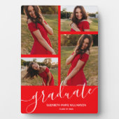 Modern Script 4 Foto Red Abschluss Keepake Fotoplatte (Vorderseite)