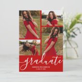 Modern Script 4 Foto Scarlet Abschluss Ankündigung (Stehend Vorderseite)