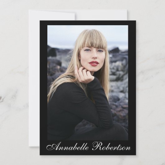 Modern Script 5 Foto Model Actor Comp Card Einladung (Vorderseite)