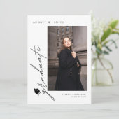 Modern Script 5 Photos Graduation Announcement Einladung (Stehend Vorderseite)