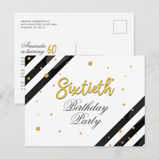 Modern Script 60. Geburtstagsparty Einladungspostkarte
