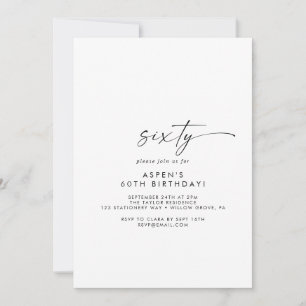 Modern Script 60th Birthday Party Invitation Einladung