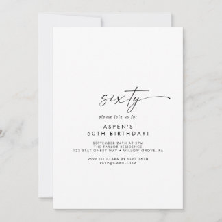 Modern Script 60th Birthday Party Invitation Einladung