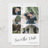 Modern script 6 photo collage simple wedding save the date (Vorderseite)