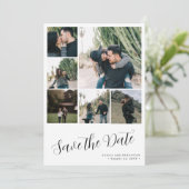 Modern script 6 photo collage simple wedding save the date (Stehend Vorderseite)