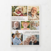 Modern Script 8-Photo Funeral/Memorial Dreifach-gefaltete Programmkarte (Cover)