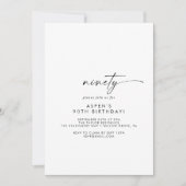 Modern Script 90th Birthday Party Invitation Einladung (Vorderseite)